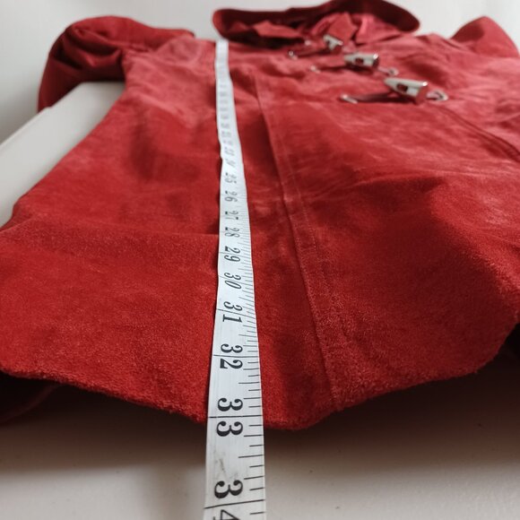 Bradley Bayou Red Suede Detachable Hood Coat - Picture 15 of 16